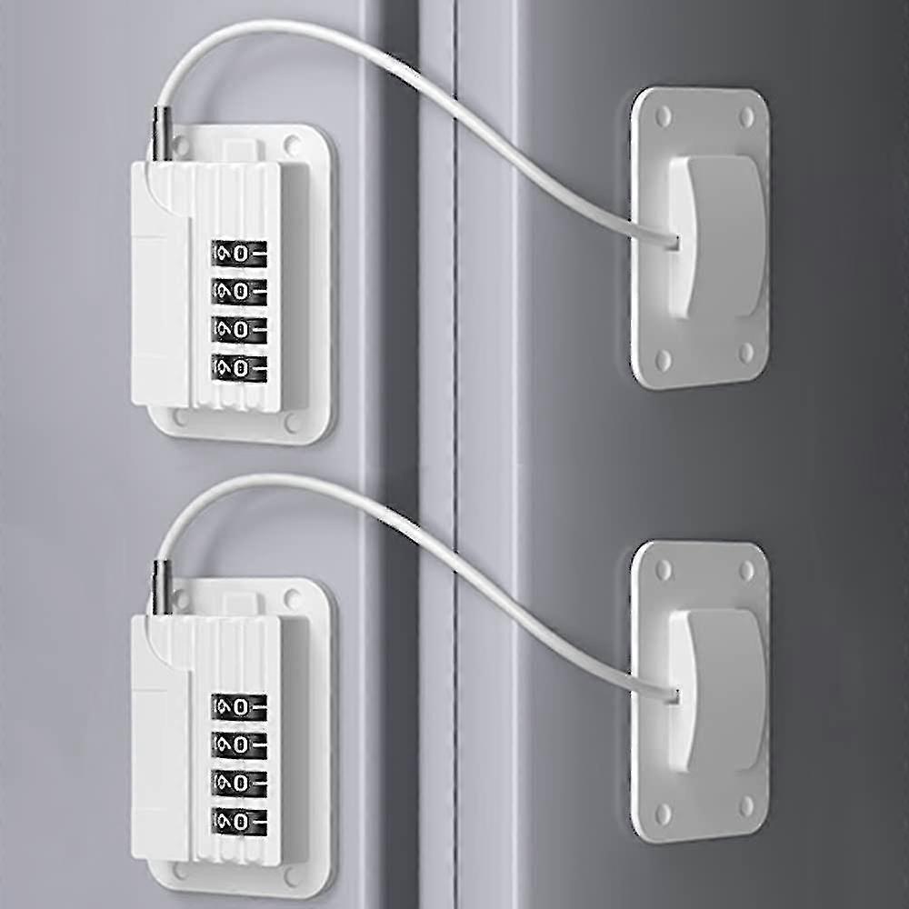Refrigerator Lock Combination Fridge Locks 2 Pack Adhesive Rv Refrigerator Locks For Adults White Fridge Combination Lock Safety Fridge Locks For Kid