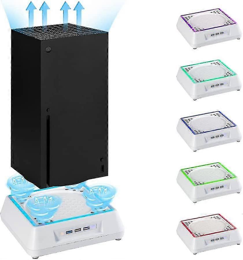 Ventilateur de refroidissement compatible Xbox Series X avec éclairage LED RVB, support de refroidissement Xbox Series X avec 3 niveaux de vitesse réglables