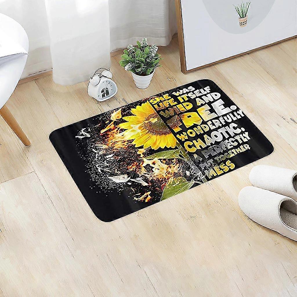 新しいホームベッドルームドアマットフロアソフトノンスリップひまわりマットラグカーペットショルダー
