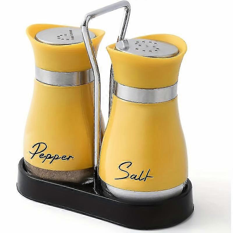 1 ensemble de salières et poivrières élégantes en verre avec support - bouteilles d’épices robustes pour une utilisation sur table, voyages en camping-car, camping et barbecue - déco de cuisine pratique