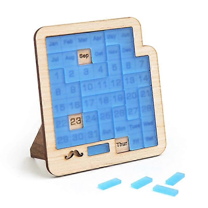 Daily Calendar Puzzle Wooden Calendar Play A Different Puzzle to Display the Date Difficult Jigsaw Game for Office Desk Orange