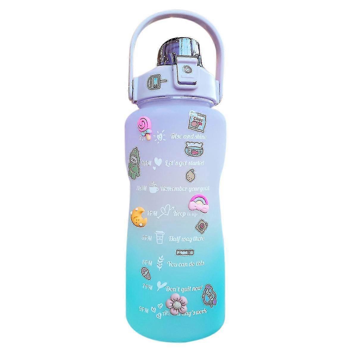 2000ml Gradient Water Bottle Frosting Cup Large Capacity Purple