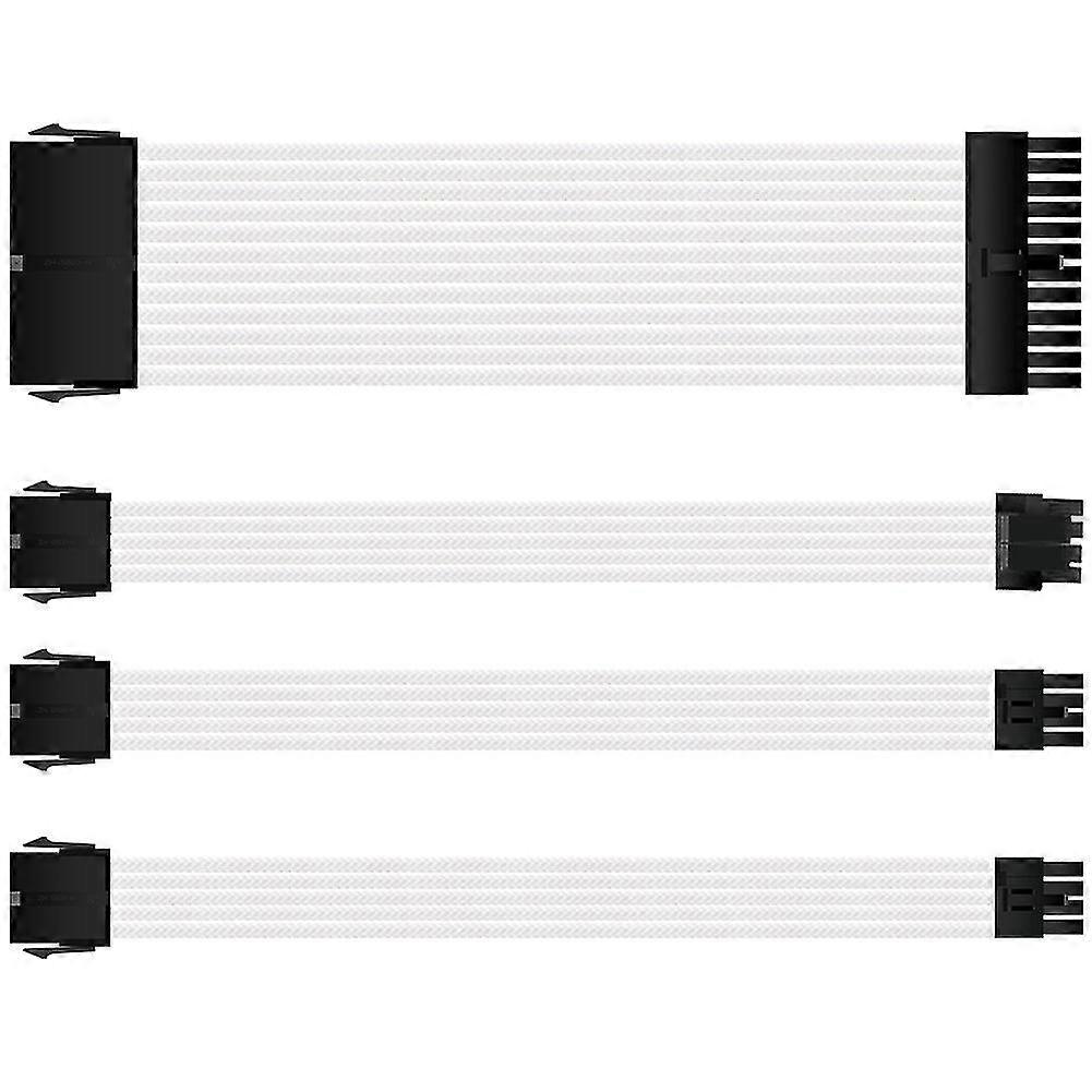 1set 30cm Atx Basic Extens Cable Pc Gpu Cpu Sleeved Wire Computer Connectors 24-pin 8-pin