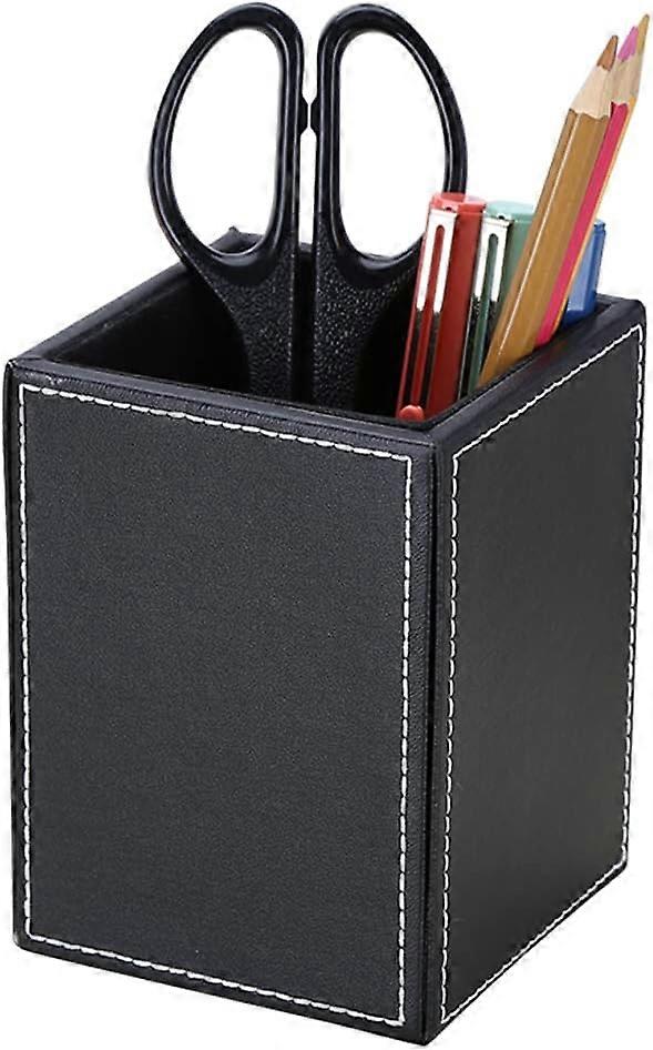 Classic PU Leather Pencil Pot (Black)