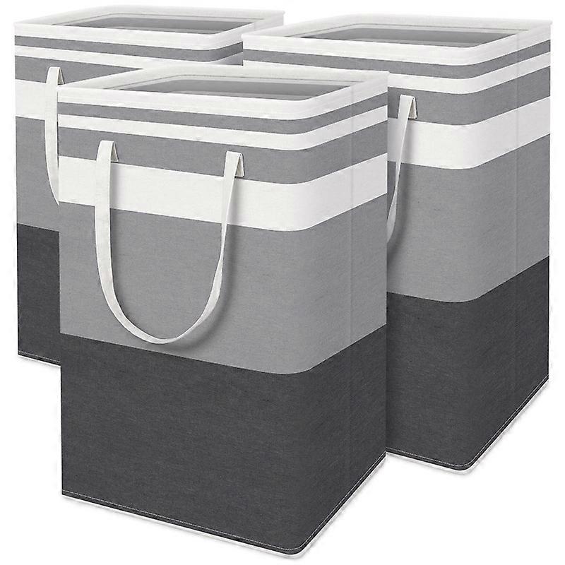 2pcs Foldable tall clothes basket with extended handle, 75L