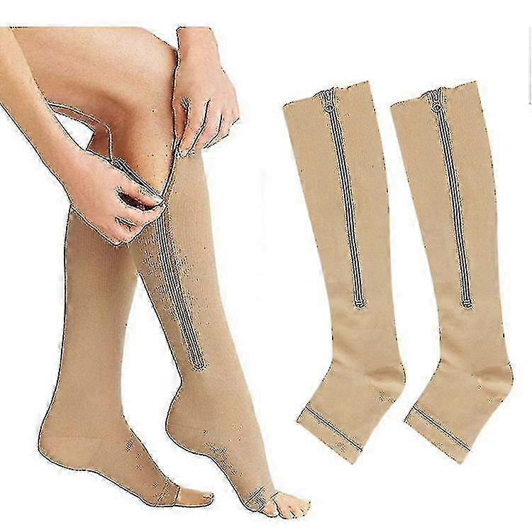 1pcs Zipper Compression Socks Open Toe Compression Stocking For Men Women