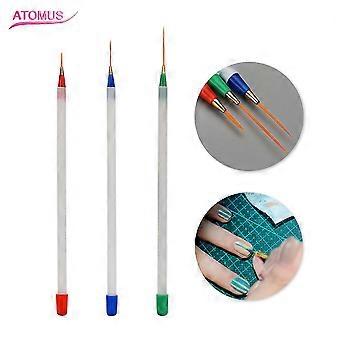 Nail Art Brush Liner Dotting Fan Design Acrylic Builder Flat Crystal Painting Drawing Carving Pen Uv Gel Manicure Tips Design