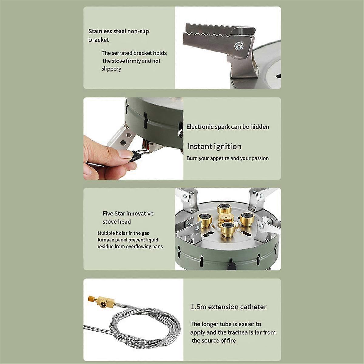 Outdoor Electronic Ignition Stoves Portable Foldable Adjustable Firepower Furnace Gasstove Camping