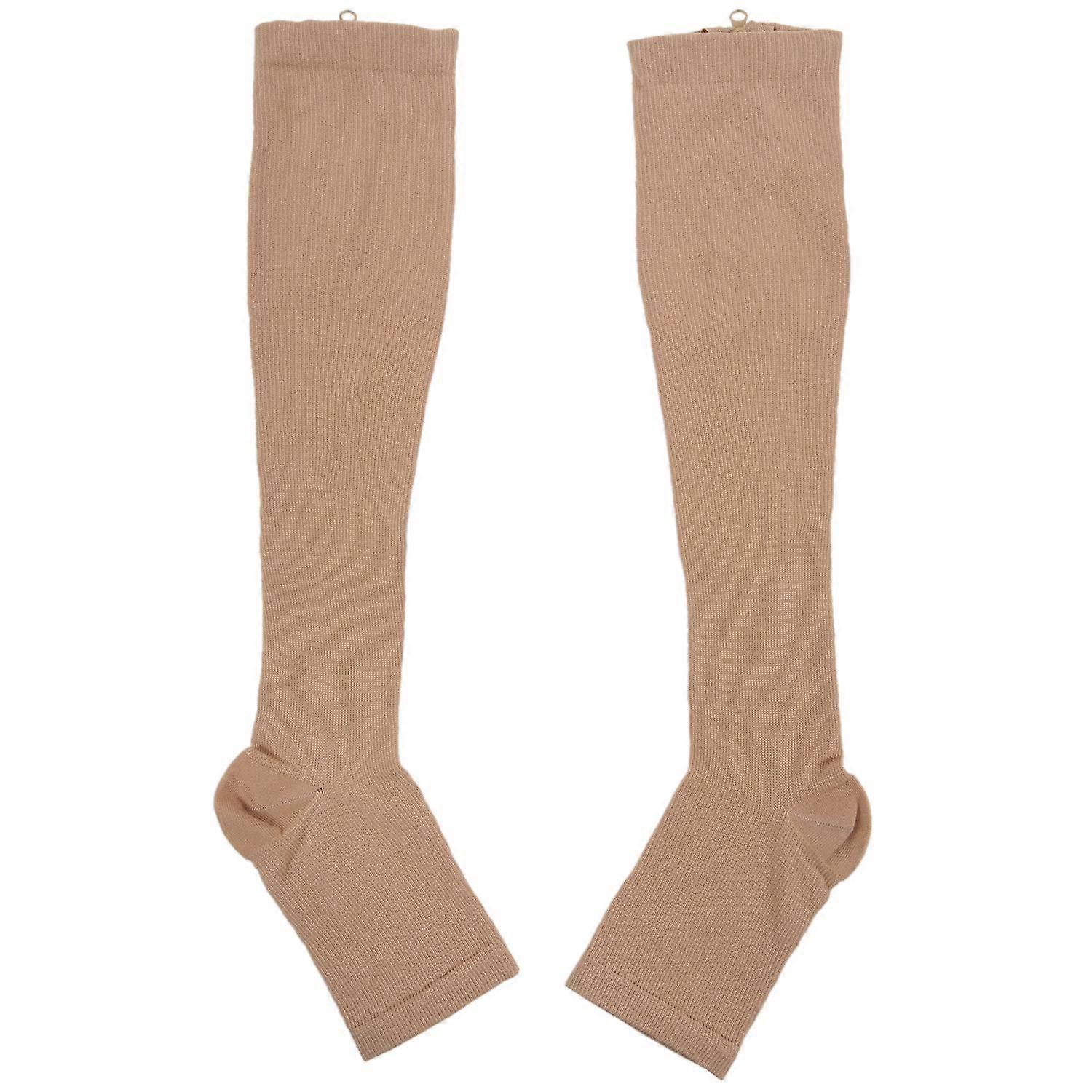 Increasing circulation Compression Knee Socks Leg Support Stockings Beige S