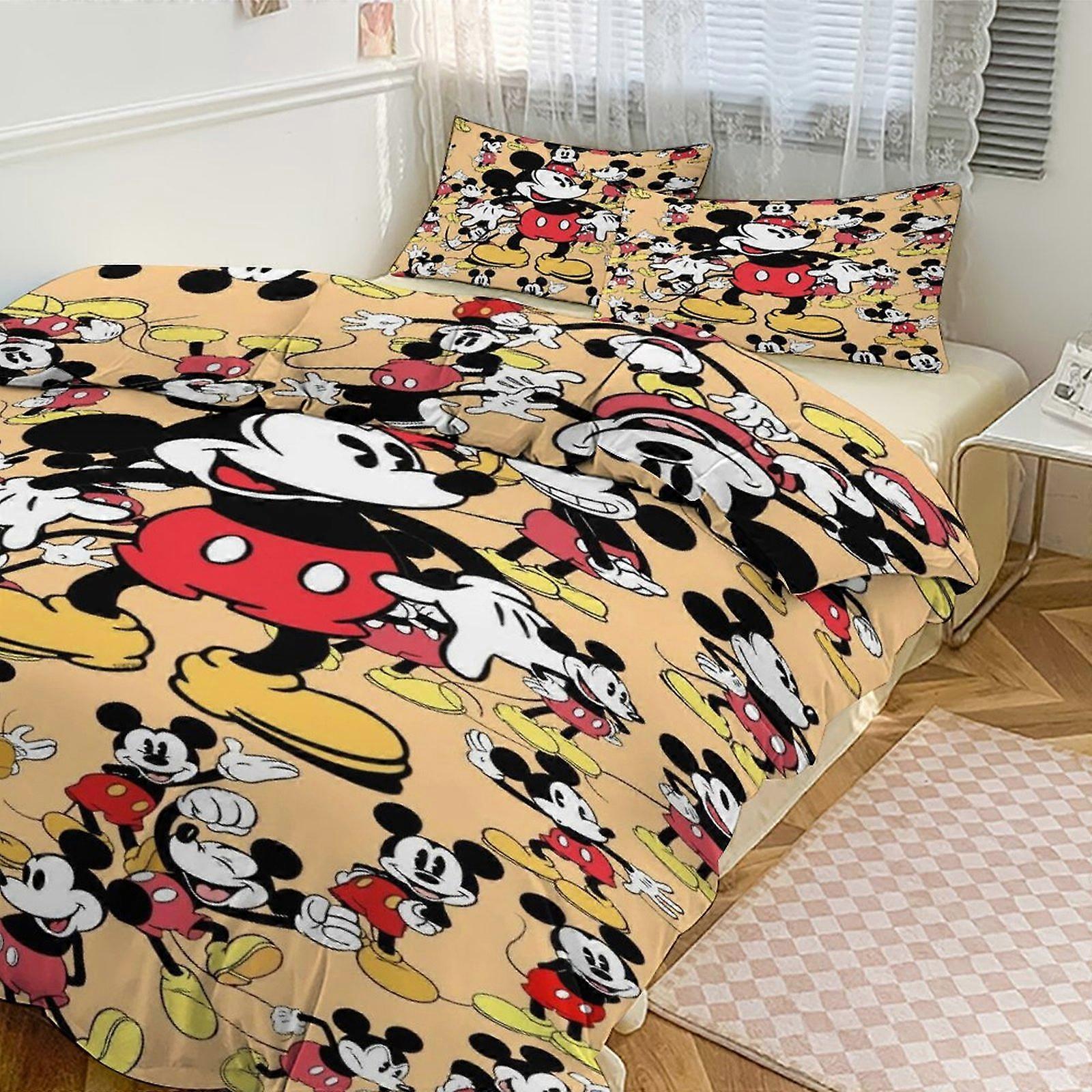 Ez238 Mickey Print Bedding Set Pattern Duvet Cove Set 3 Pieces 1 Quilt Cover And 2 Pillowcases for Women Men Teens Multiple sizes to choose from IU238