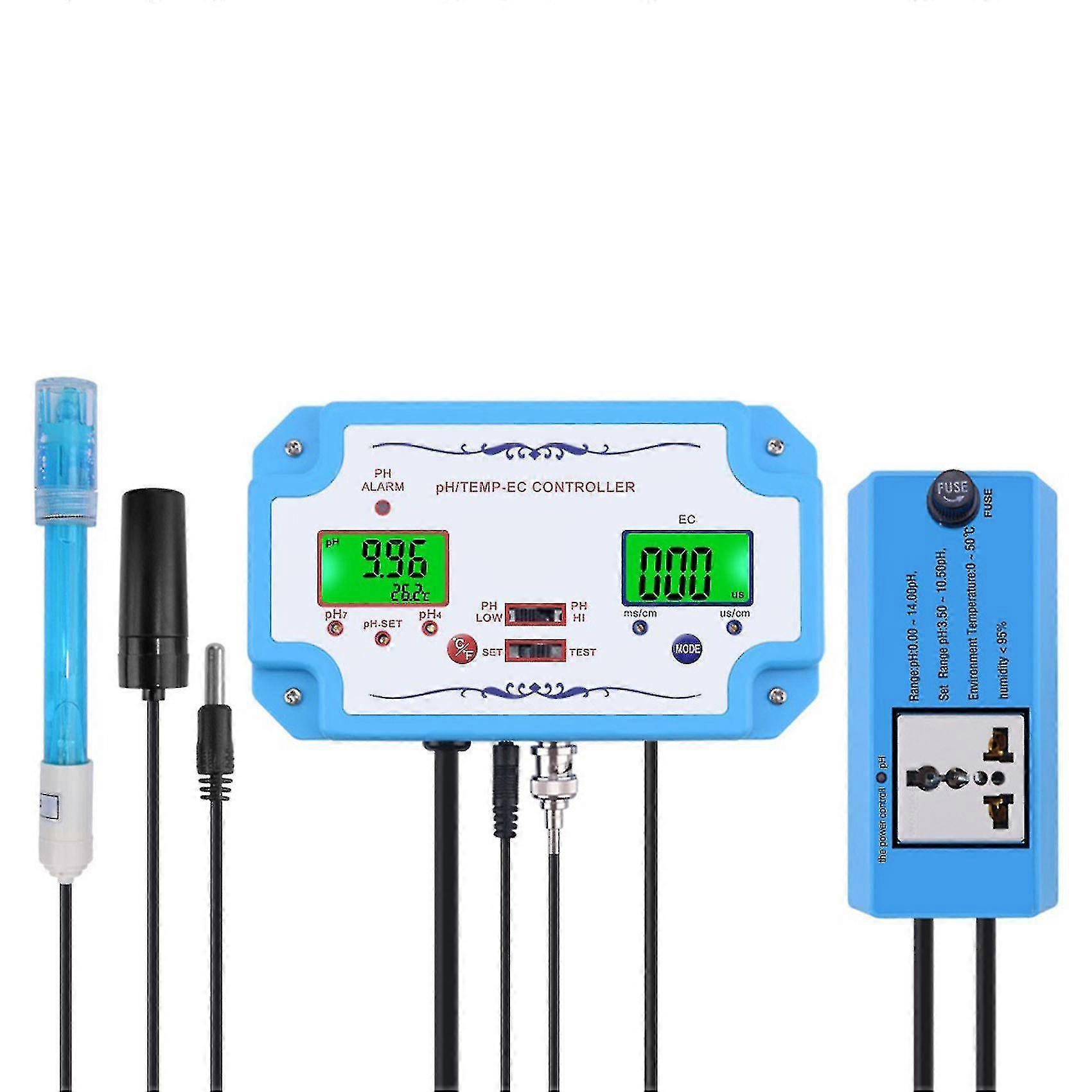 3 In 1 Ph Meter Ph//temp Detector Controller Relay Electrode Bnc Type Probe Water Quality Tester Us