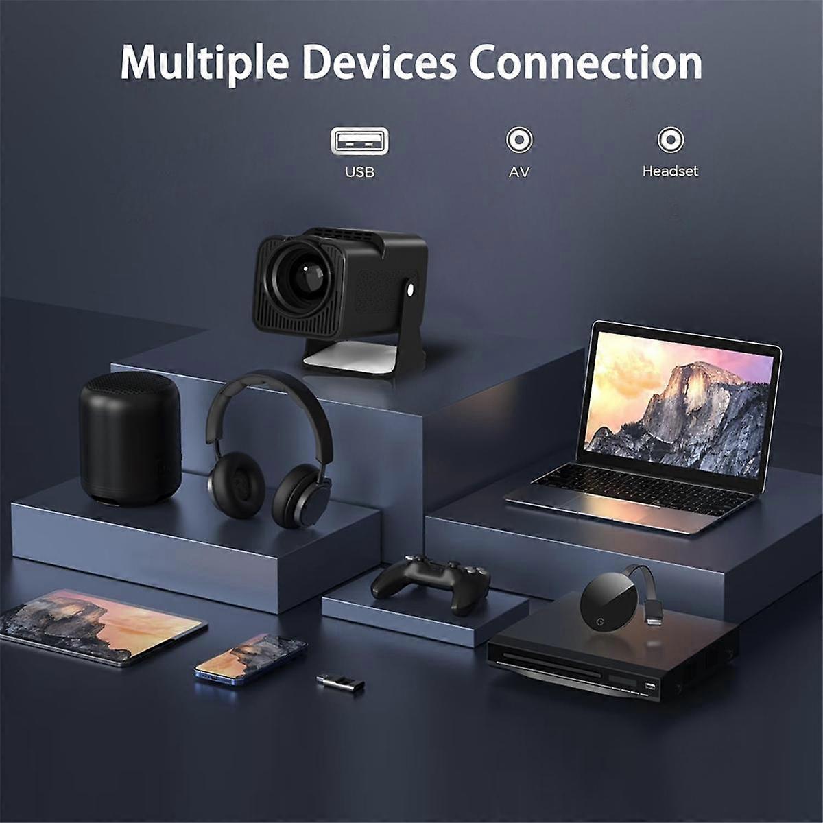 Projector Y6S Android WIFI Projector Home Portable Wall Throwing 4K Ultra HD Home Theater Projector White EU Plug
