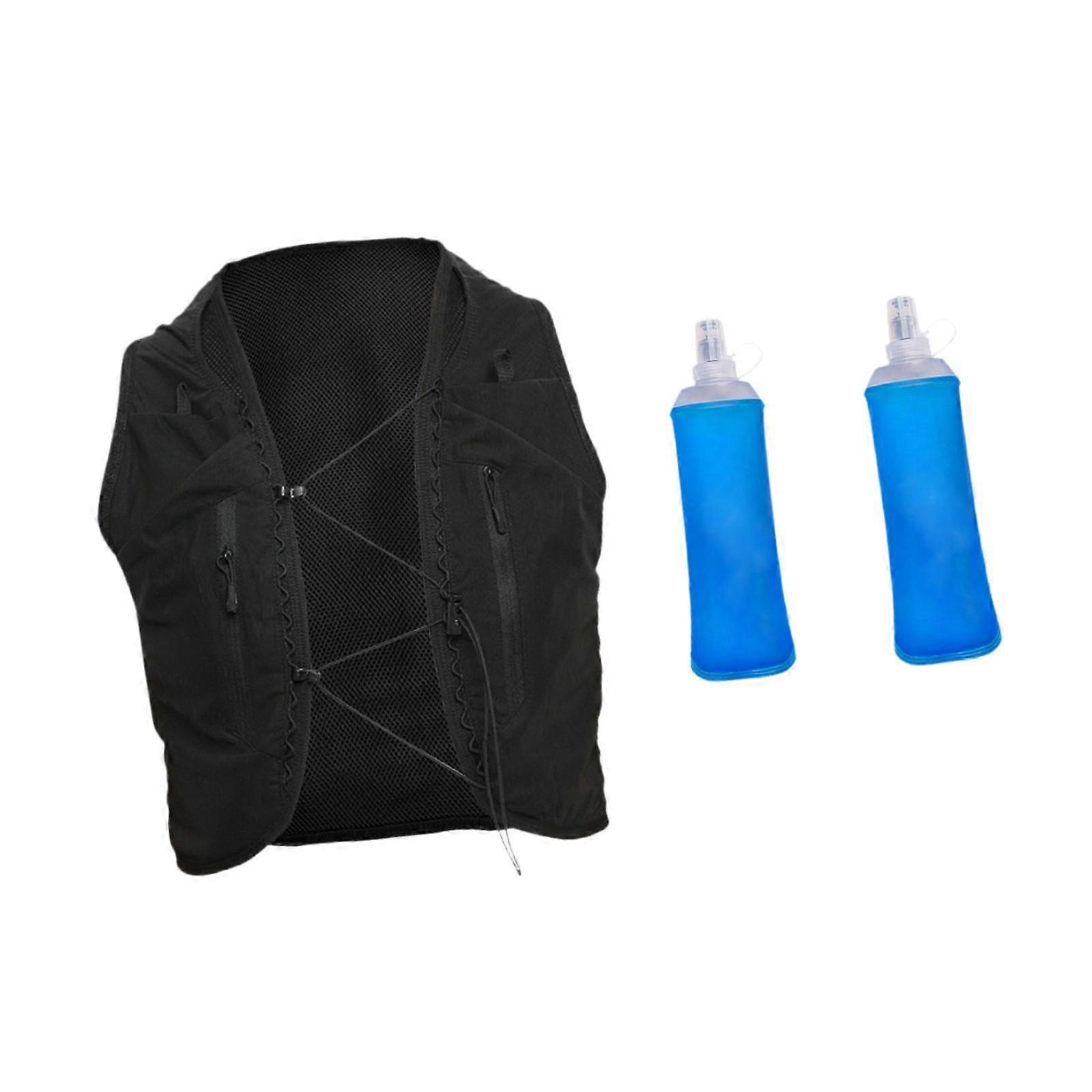 Drikkevest Pakke med 2x Vannflasker Ryggsekk for Jogging Stisykling S