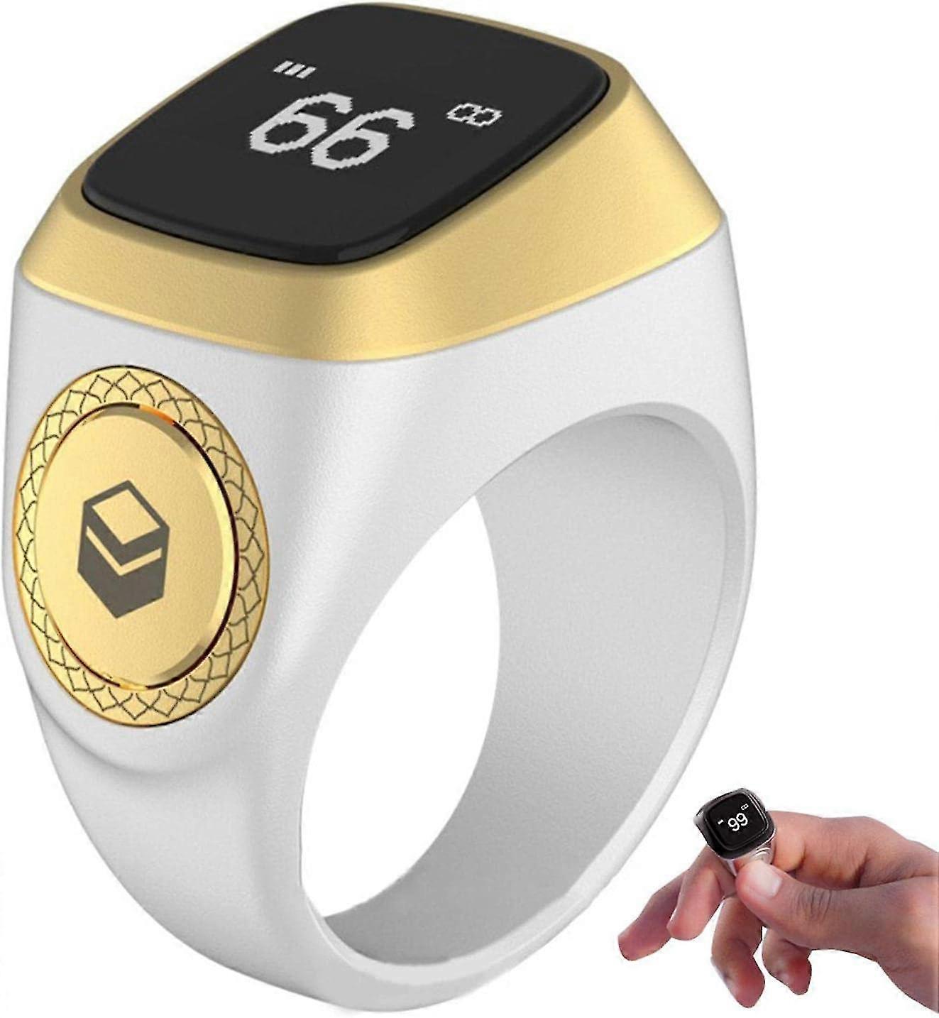 Digital Tasbih Counter Rings, 5 Prayer Time Reminders, Rechargeable Tasbih Tally Clicker With Display