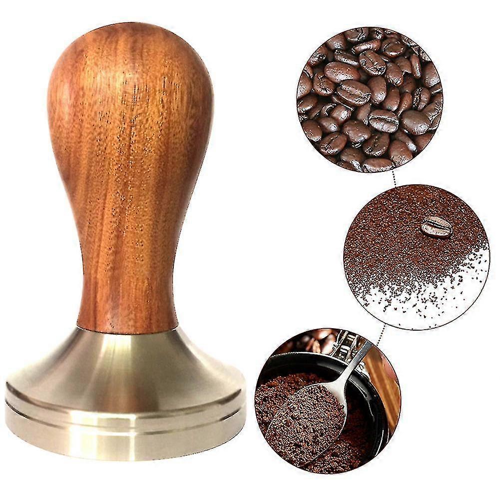 Drewniany espresso Coffee Tamper 51mm / 58mm Płaska podstawa ze stali nierdzewnej