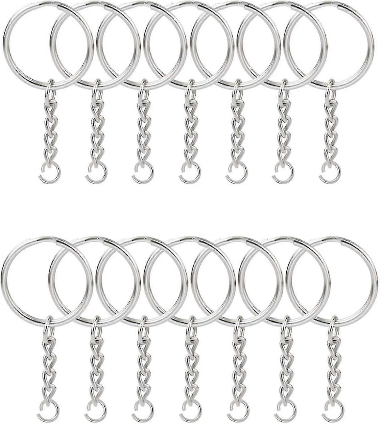 100pcs Split Key Ring avec chaîne 1 pouce, Split Key Ring avec chaîne Silver Color Metal Split Key Chain Ring Parties avec anneau de saut ouvert et connecteur