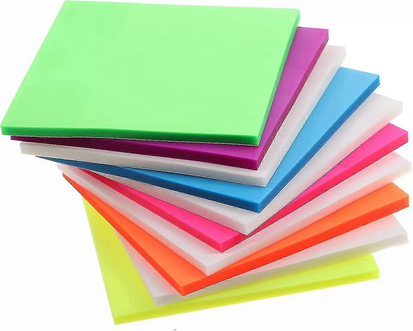 300 Psc Transparent Sticky Notes - Colorful Waterproof Post It Notes, 75mm*75mm Color For Students, Reading, Learning, School And Office Annotating, 5