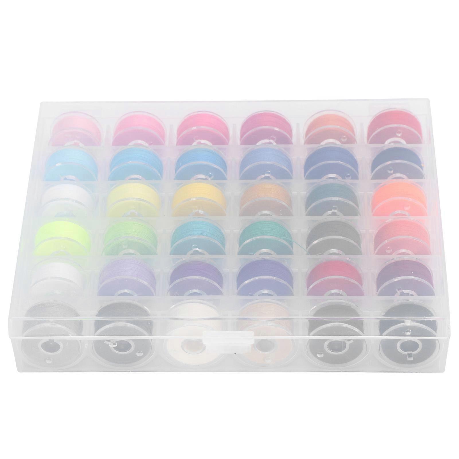 36Pcs Bobbins Set com linhas de costura coloridas Acessórios de costura 36 grades in a box