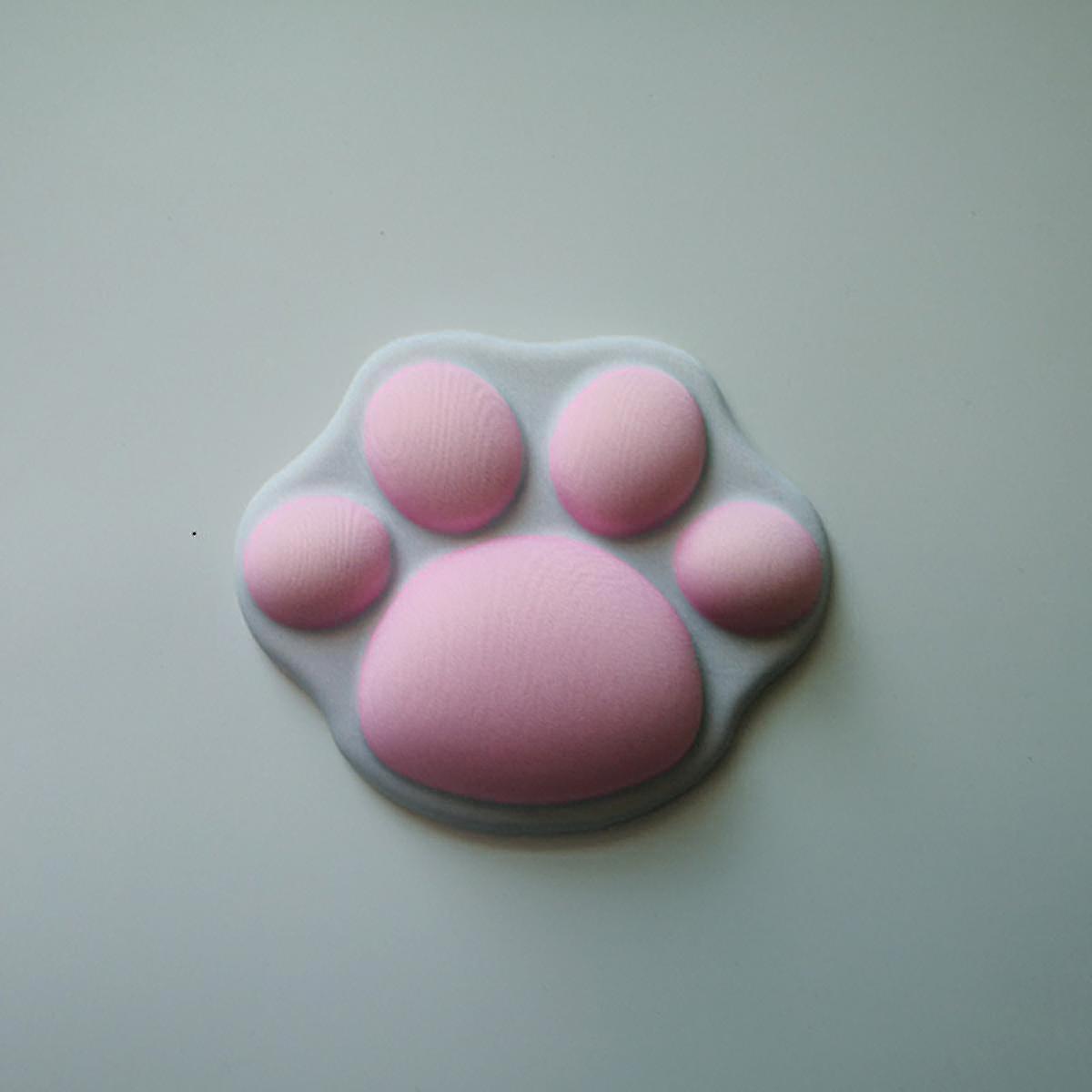 Cute Cat Paw Mouse Pad Pu Bottom Lycra Fabric Silicone Material Skin-friendly And Comfortable Cartoon Computer Mouse Wrist Rest - White Powder