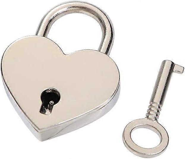 Heart Shape Padlock with Key Small Mini Lock with Key for Jewelry Box Diary Book(Black)