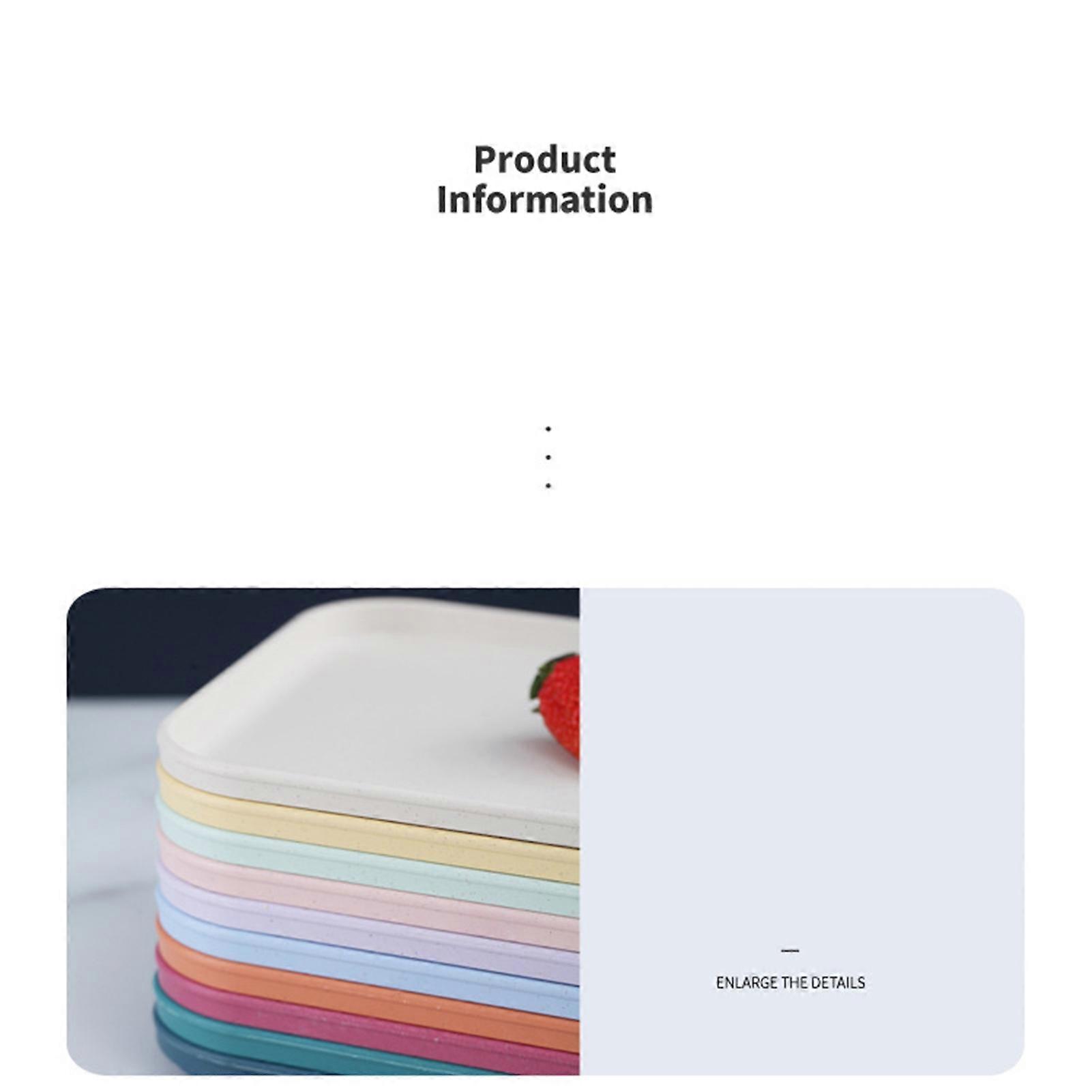 Nordic Style Wheat Straw Rectangular Kitchen Serving Tray Light Blue S (Approx. 25x17cm)