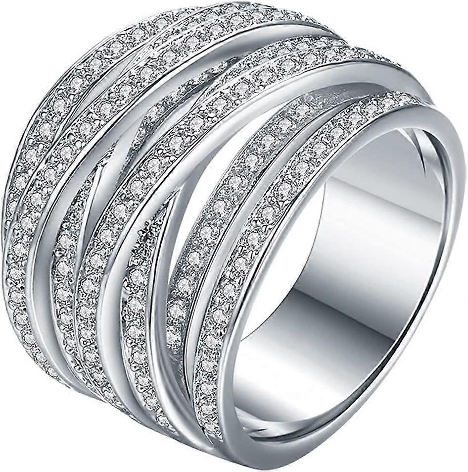 Sparkling Half Full Diamond Ring Multi-layer Wrap Cubic Zirconia Anniversary Ring Diamond Multi-Row Ring