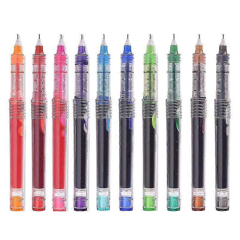 10pcs أقلام الكرة المتداول ، أقلام الحبر سريعة التجفيف ، أقلام 0.5mm نقطة دقيقة أقلام الحبر السائل Rollerball للمنزل مكتب المدرسة.