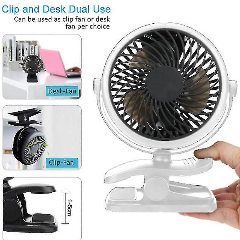 Multifunctional Usb Desk Fan, Mini Clip-on Fan, 3 Speed Portable Cooling Fan, Usb Powered Stroller Fan