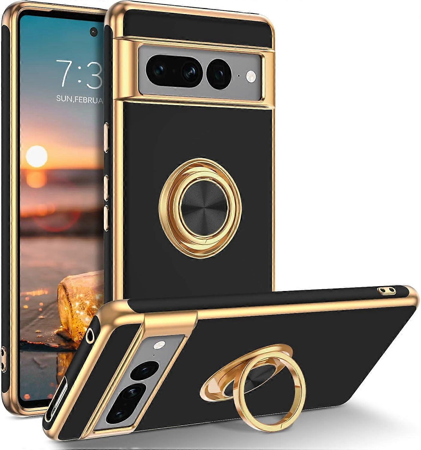 TIANYING Pixel 7 Pro Case, Google Pixel 7 Pro Case, Slim Fit 360 Ring Holder Shockproof Kickstand Magnetic Car Mount Supported Non-Slip Protective Wom