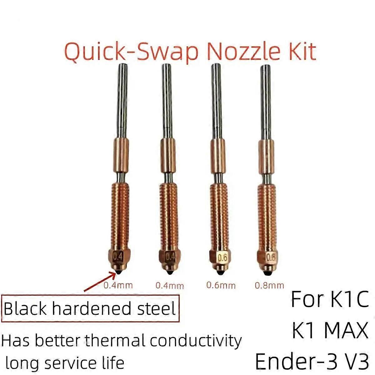K1C 3D Printer Accessories,Copper Alloy and Hardened Steel Nozzle,Quick Release Nozzle Kit for Ender3v3/K1Max/K1C