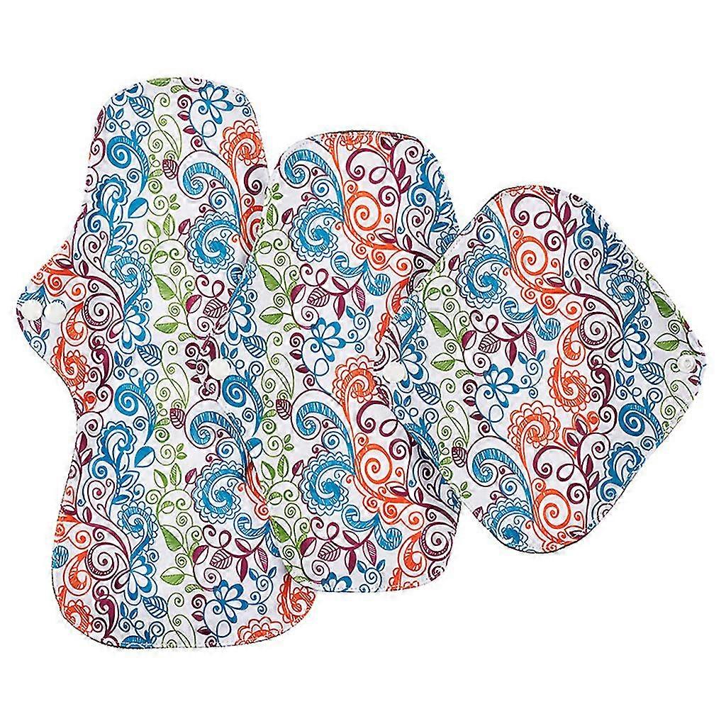 3pcs Tissu Serviettes hygiéniques Serviettes réutilisables 3 tailles Serviettes menstruelles pour un flux intense Utilisation nocturne Bambou Charbon lavable