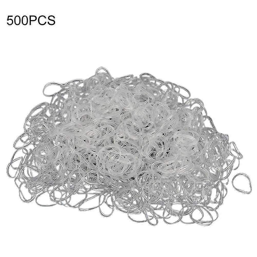 500 Pcs Clair Blanc Queue De Cheval Supports Élastique En Caoutchouc Élastique Cheveux Cravates Cordes Anneaux
