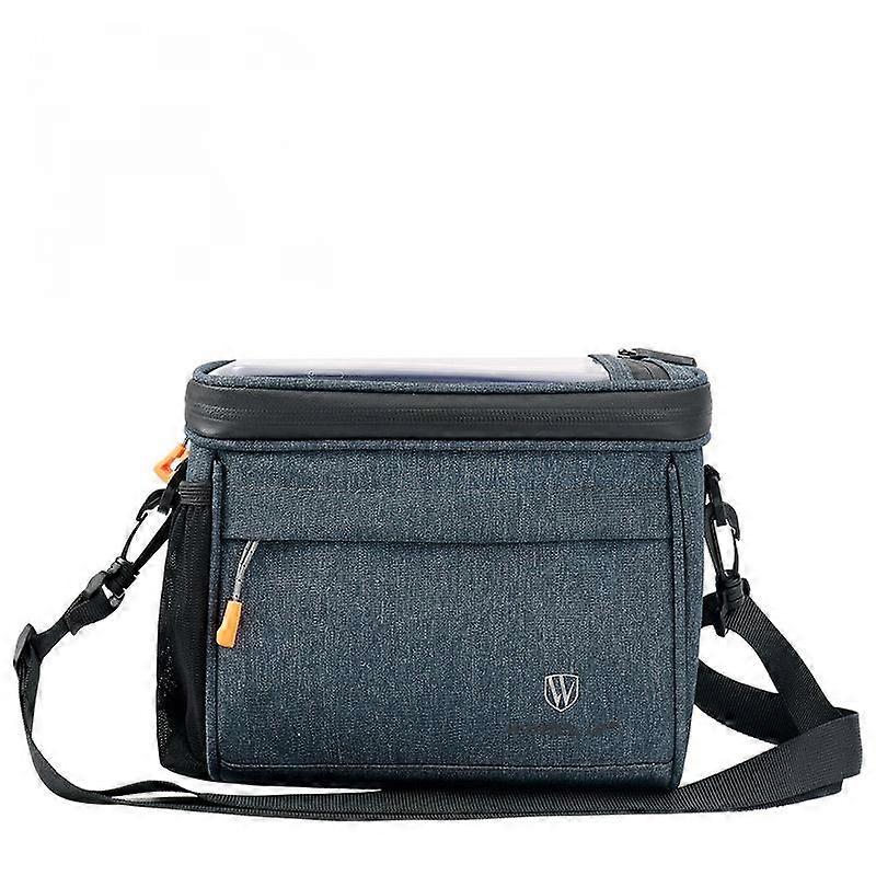 Touch Screen Bicycle Basket Mountain Bike Crossbar Front Bag - Basic 042 M Blue - Strap (One Pack)