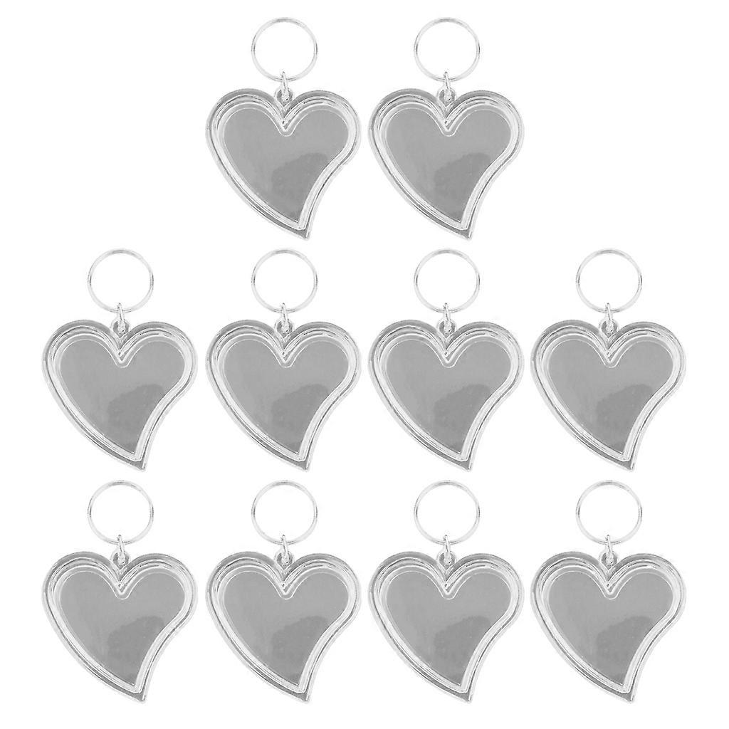 10 Pcs Various Shapes Acrylic Keychain Picture Frame Keyring with Split Rings