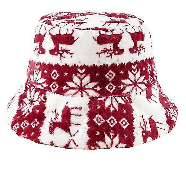 Damen Print Kunstfell Eimer Hut Flauschiger Winterwärmer