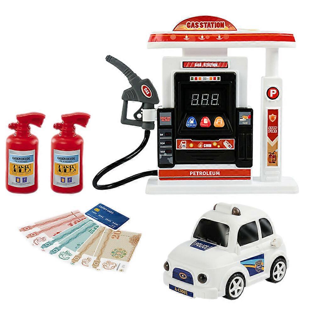 1 Set Gas Station Model Miniature Gas Station Toy with Vehicle Model for Child No Battery