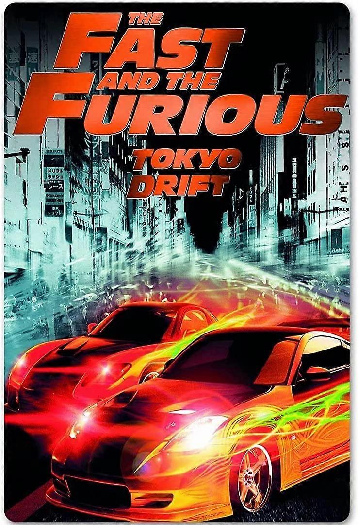 ワイルドスピードフィルムメタルポスターサイン-東京ドリフト- ガレージバーコーヒーマン洞窟ファンのための壁の装飾ギフトプラーク12x8