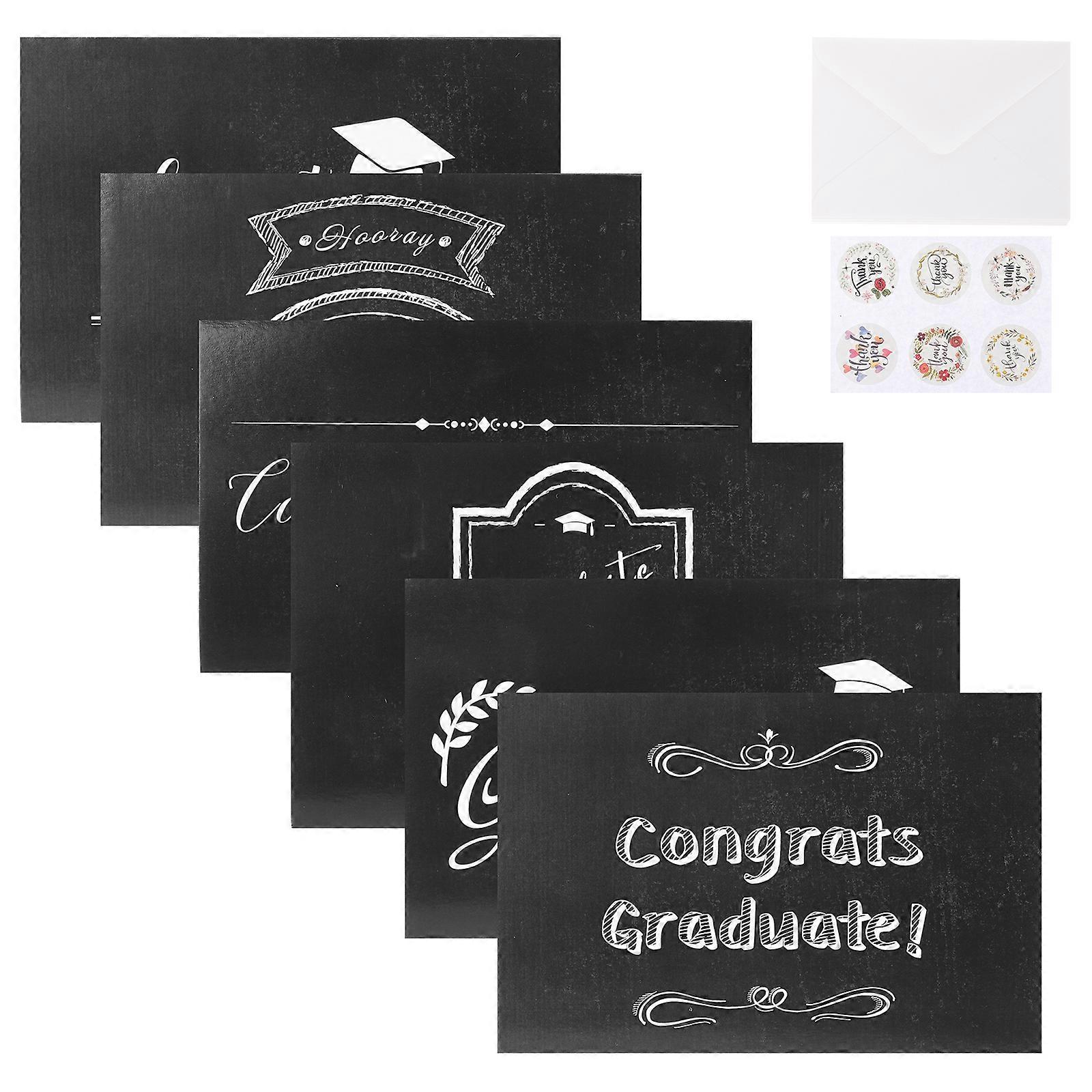 6pcs Graduation Blessing Cards Students Blessing Cards Celebration Greeting Cards with Envelopes