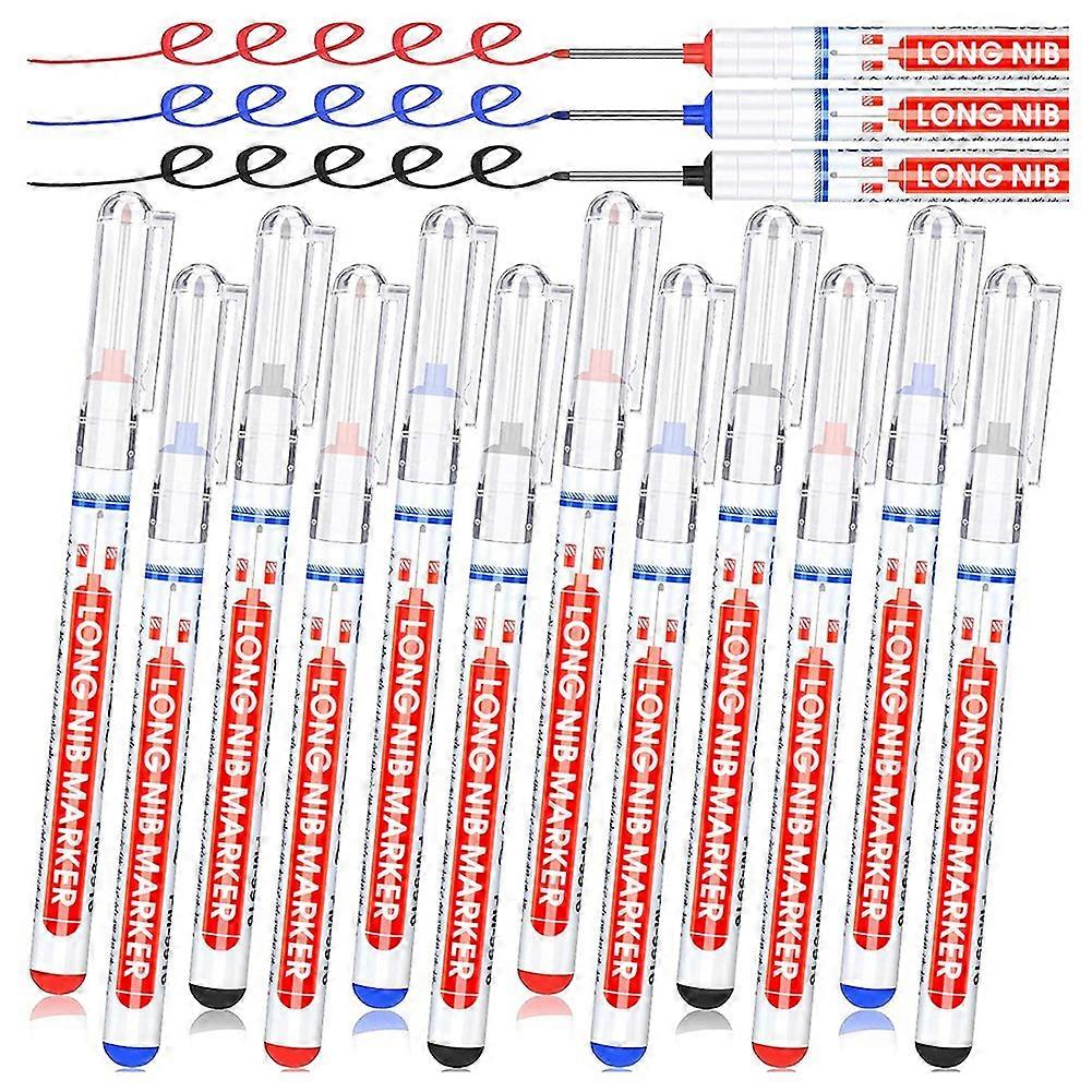 12 Pieces Multi-Purpose Scriber Waterproof Mechanical Carpentry Colorful Marker Pen for Woodworking