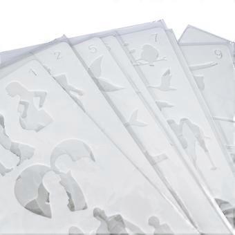 12pcs Reusable Plastic Hollow Painting Silhouette Stencil Set Diy Drawing Template Graffiti Stencils