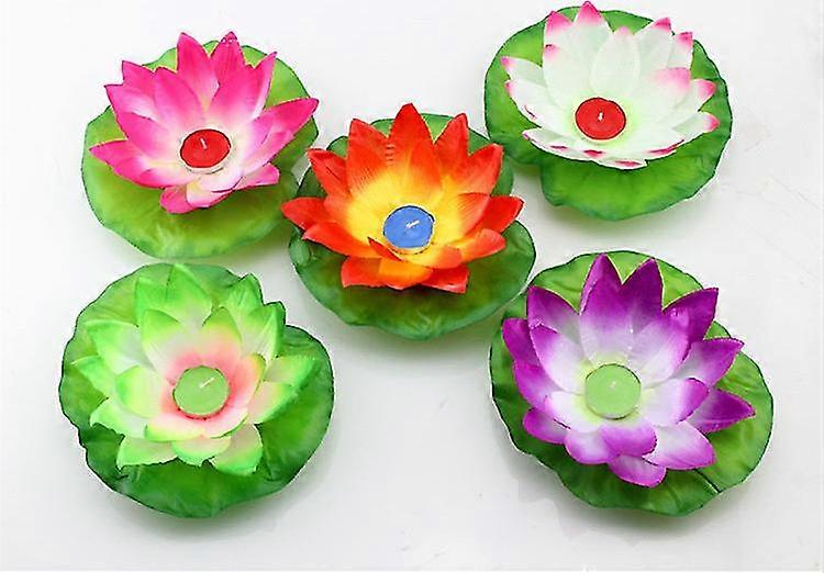 10pcs Multicolor Silk Lotus Lantern Light Pool Decorationsred