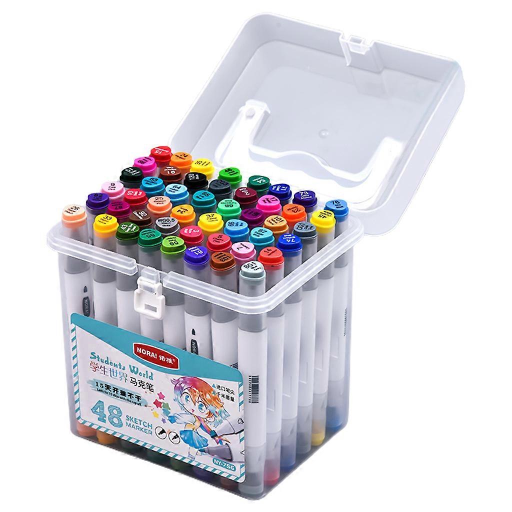  12/24/36/48/60 Adet Marker Kalem Seti Suluboya Fırçası Çift İpuçları Fineliner Çizim Kalemleri Yetişkin Çocuklar için Boyama Eskiz Vurgulama C için Taşıma ile