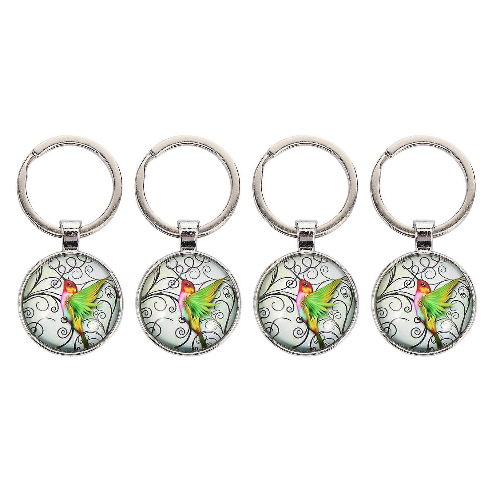 4Pcs Creative Hummingbird Keychains Adorable Key Rings Decorative Pendants