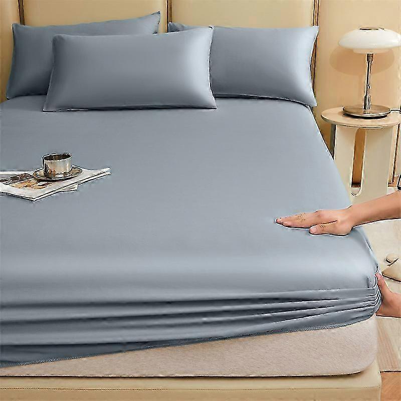 Fitted Sheet 180x200 cm, Flat Sheet, Suitable for Height 5-28 cm (Blue)