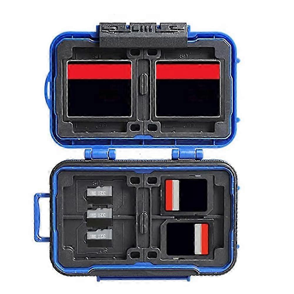 Memory Card Hard Protector Case, Water-resistant Anti-shock Compact Camera Card Hard Storage Box Blue