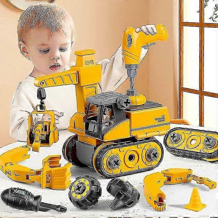شاحنة التفكيك والهندسة 4 في 1 بوم شاحنة حفارة صبي لعبة سيارة انزلاق المسار
