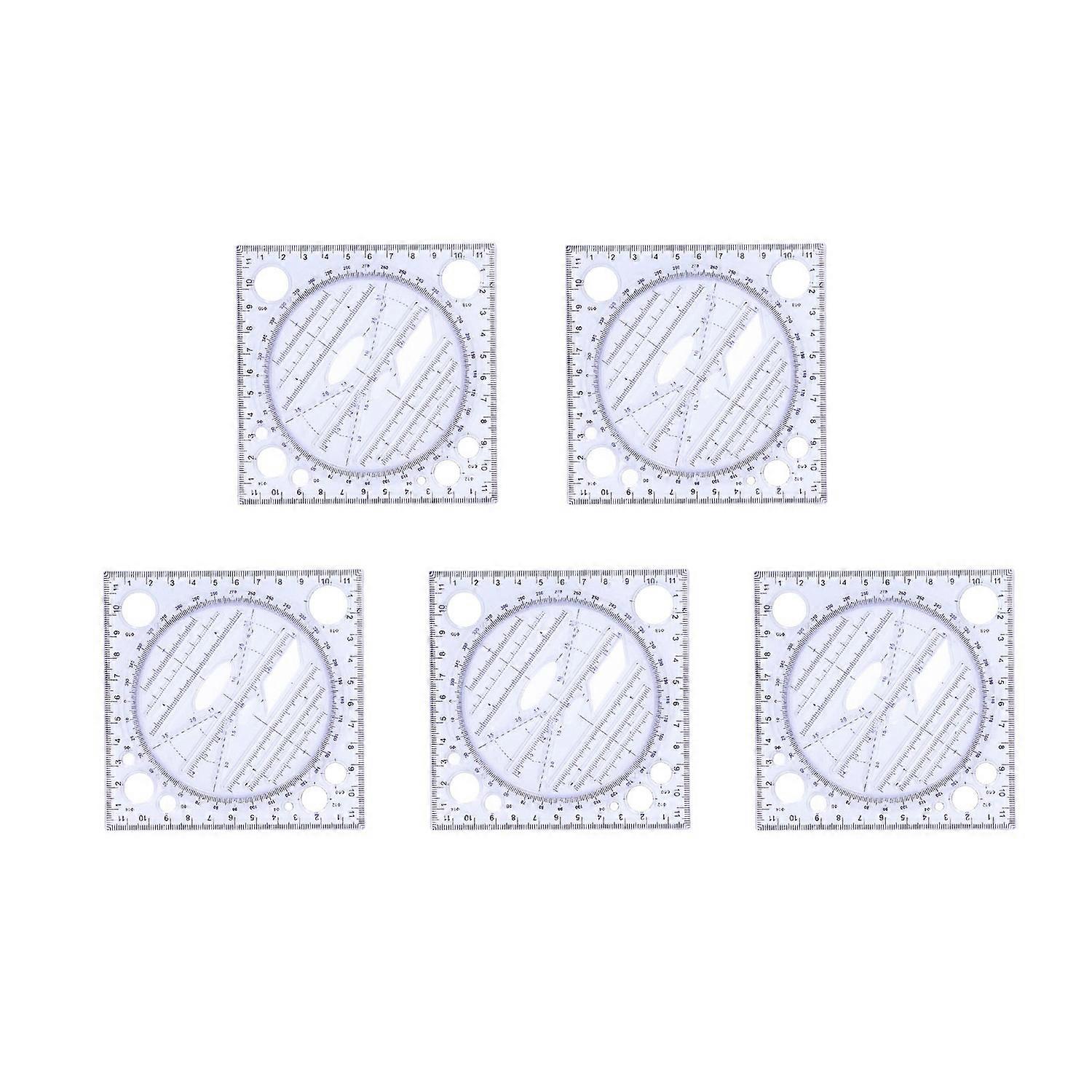 5Pcs Multifunctional Ruler Transparent Lightweight Portable Flexible Rotatable Protactor 360 Degree