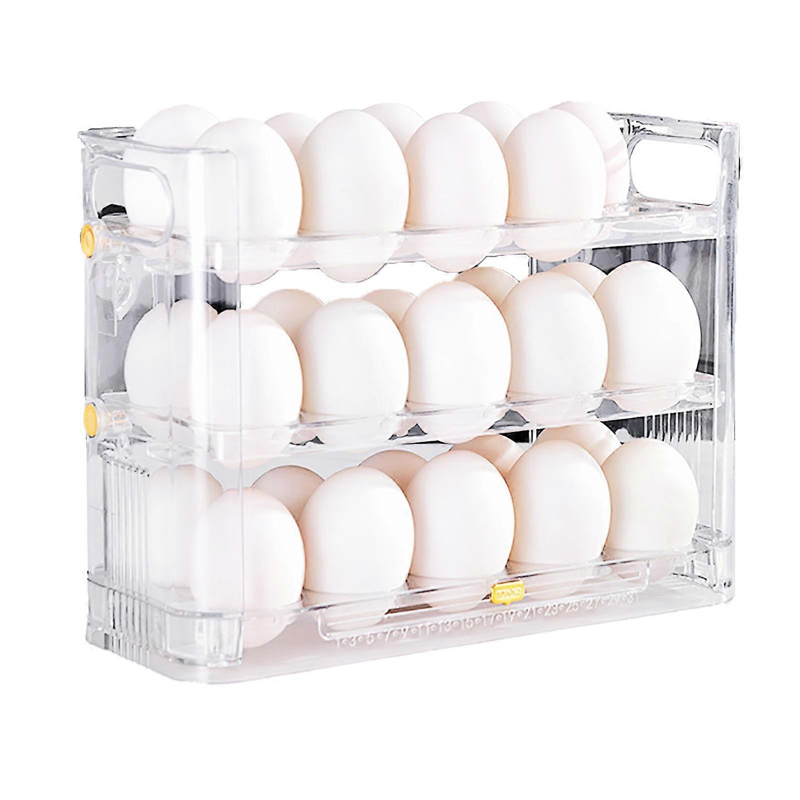 Refrigerator Egg Holder Space Saving Kitchen Egg Organizer Reversible Installation Plastic Egg Storage Container for Home
