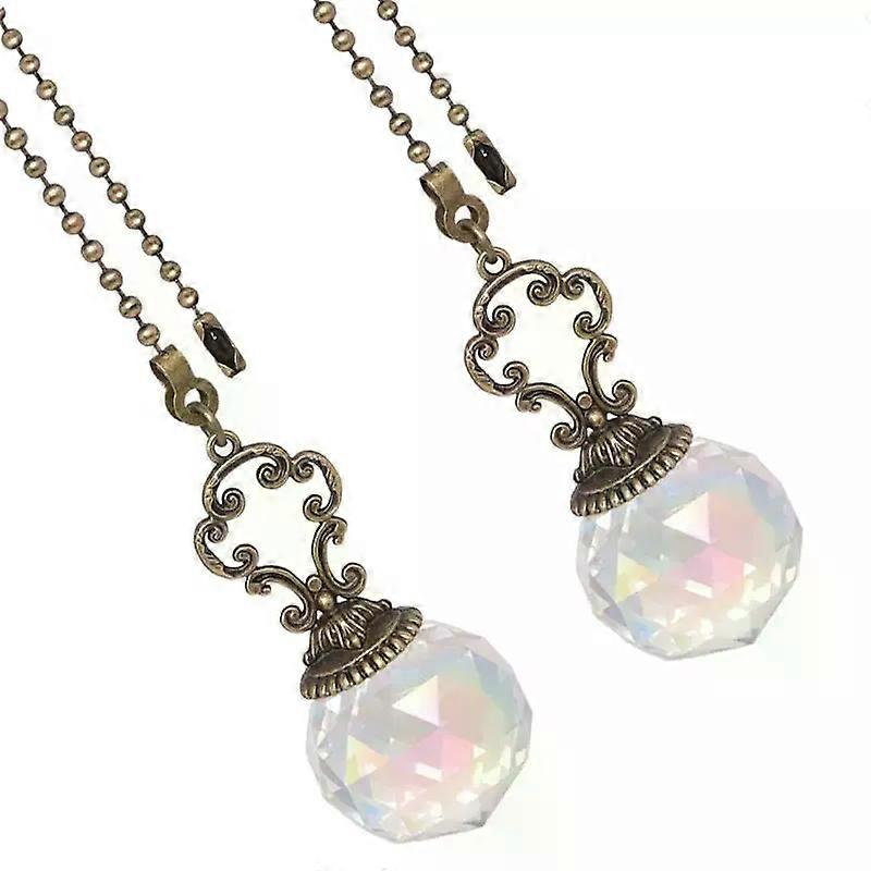 2 Pcs Retro Style The Chain Fan Light Hanging Ceiling Pull Extenders Iron Crystal Chains