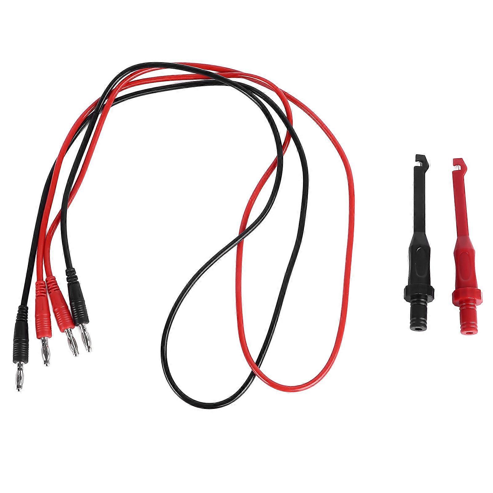 4mm Dual Banana Plug Test Leads with Repair Testing Hooks Black Red Silicone Resin Electrical Testing Wire 1M 10A
